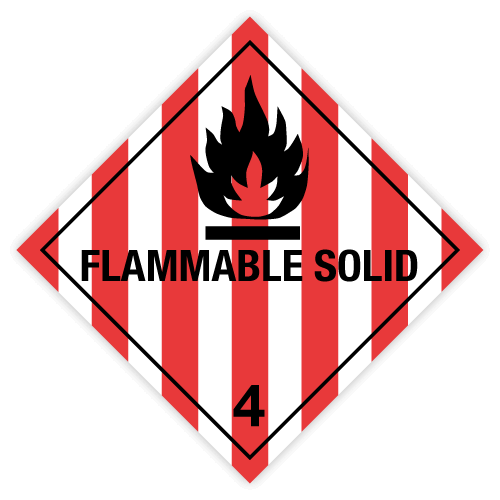 Toon details van 4.1 Brandbare vaste stoffen met tekst ("Flammable Solid")